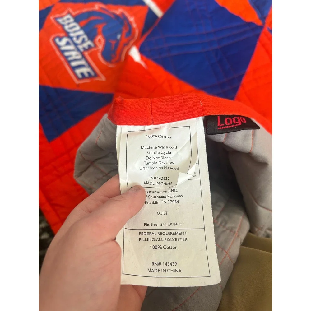 Boise‎ State Broncos Quilt Throw Blanket Orange Blue 54x84 Logo Chair Inc NCAA